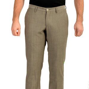 Versace Collection Men's  Beige 100% Wool Flat Front Dress Pants  US 32 IT 48